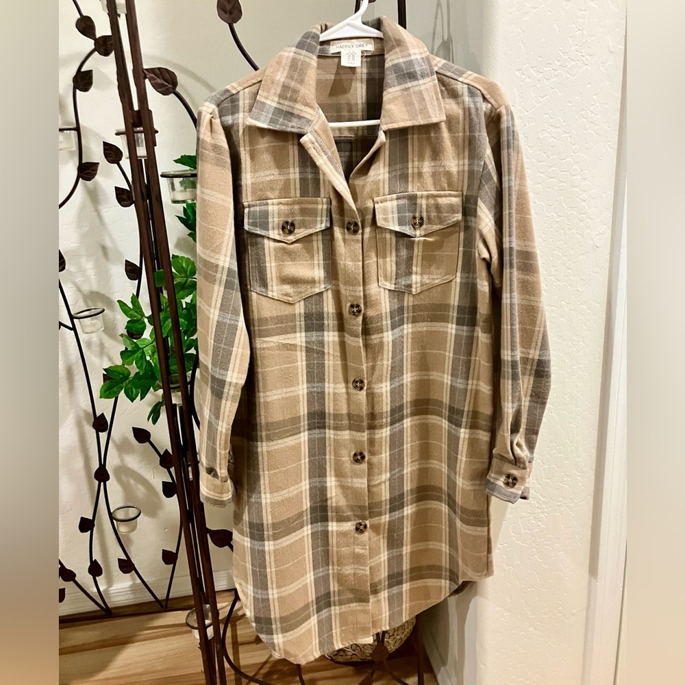 Happily Grey Women’s Plaid Duster